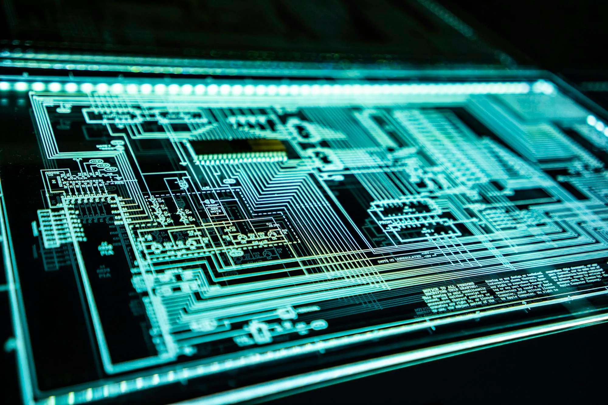 Glowing circuit board pattern