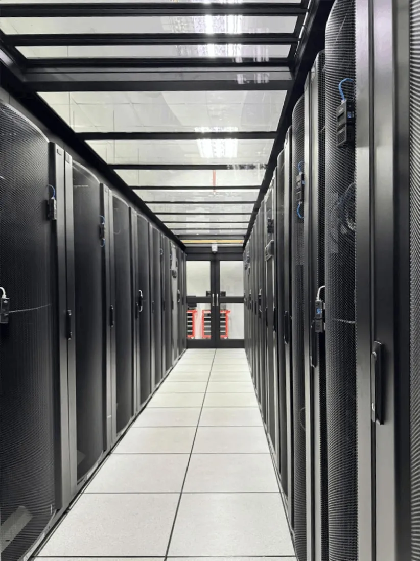 Server racks in the AIO Block Tech data center